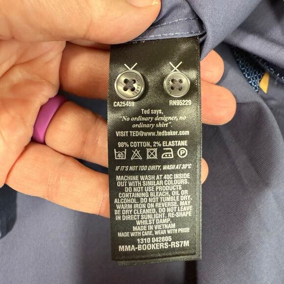 Ted Baker Endurance Dress Shirt Slim Fit Button Up Mens L/S Blue 15.5 Preppy NWT - Picture 7 of 9